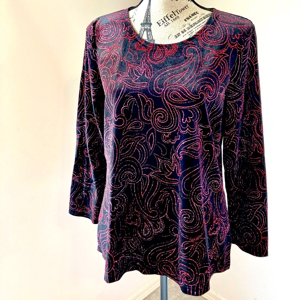 Notions 3/4 sparkly blouse sz PXL